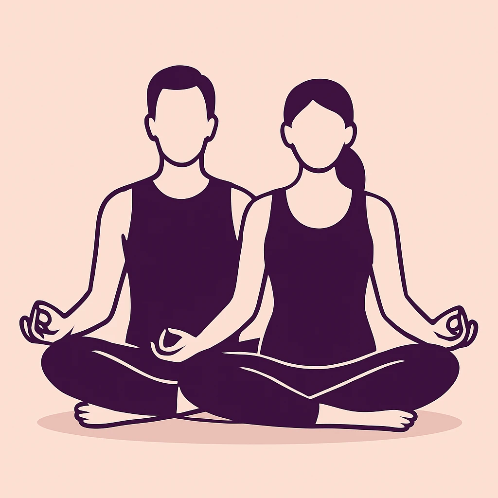Couple en train de méditer dans la position du lotus