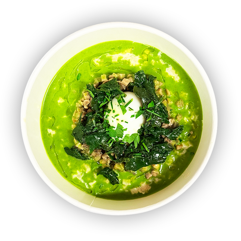 Risotto de céleri boule & oeuf mollet