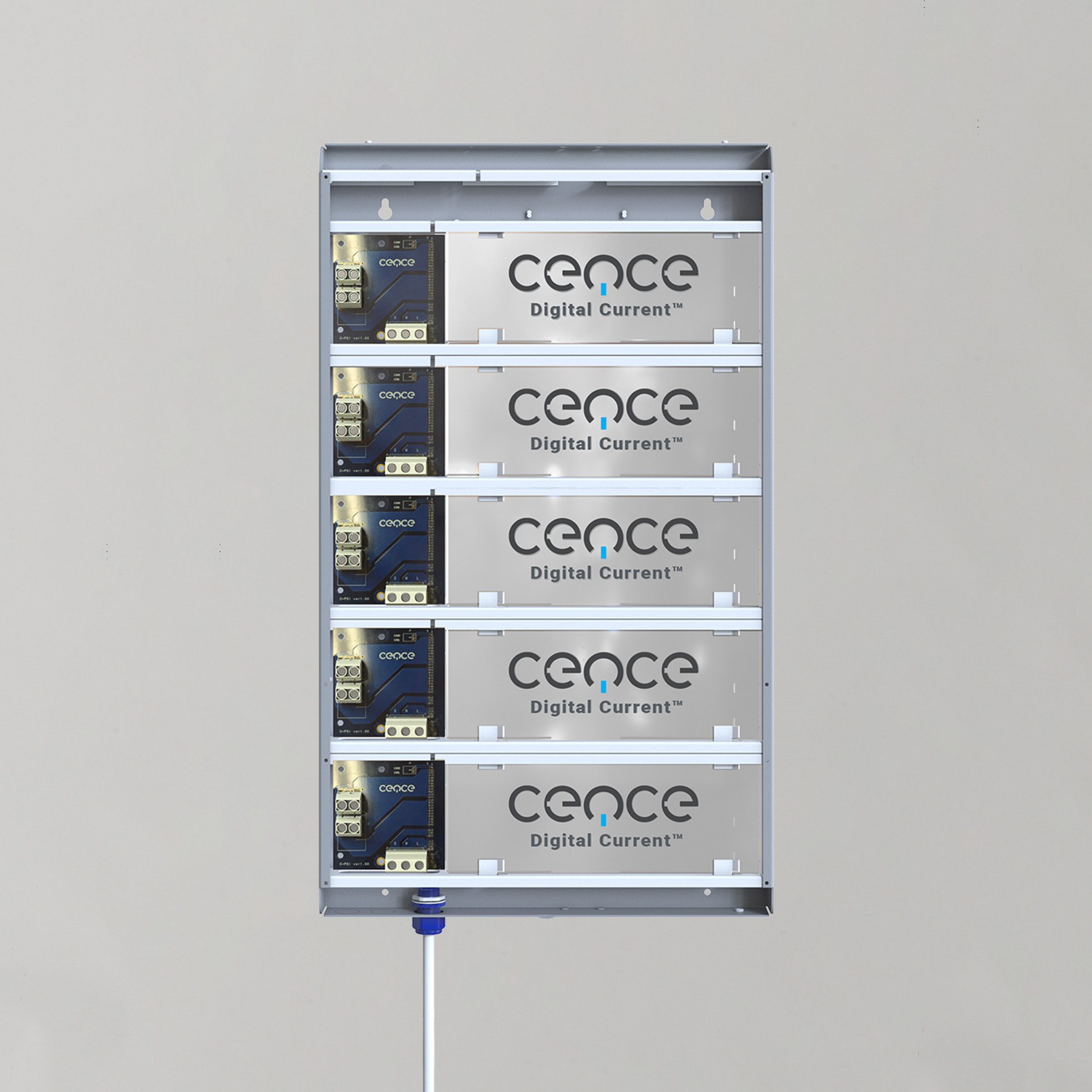 Transmitters lined up in the Cence HVDC box 
