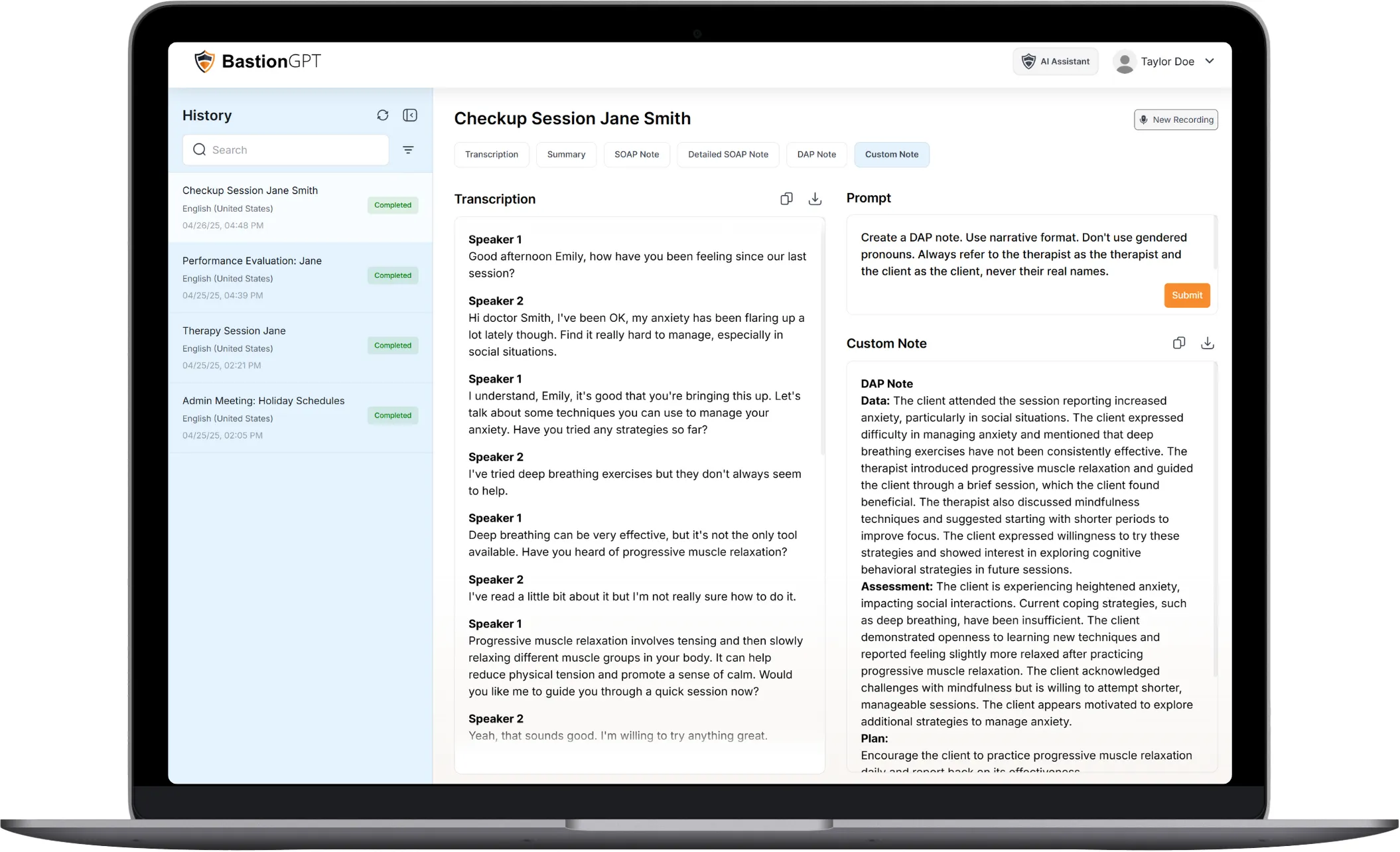 AI Medical Scribes - User Interface