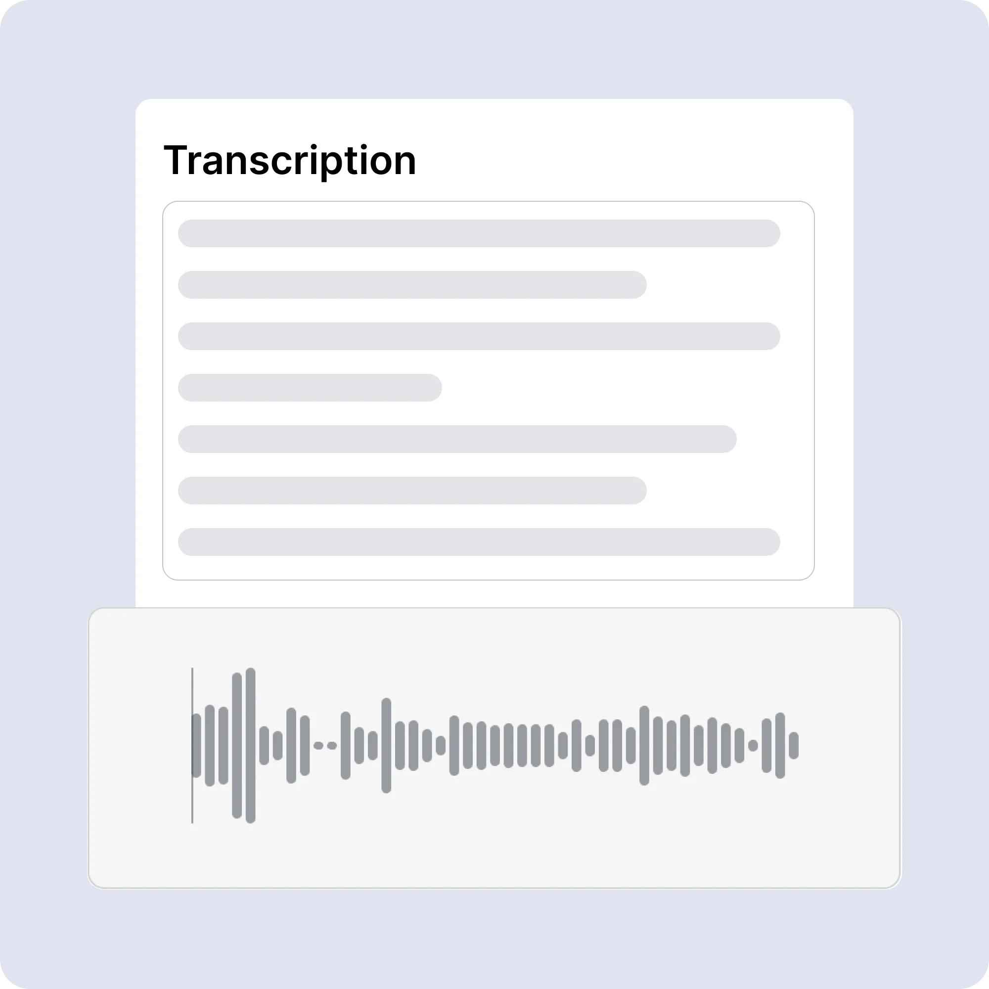 transcription with sample text of technical medical terms above wav form