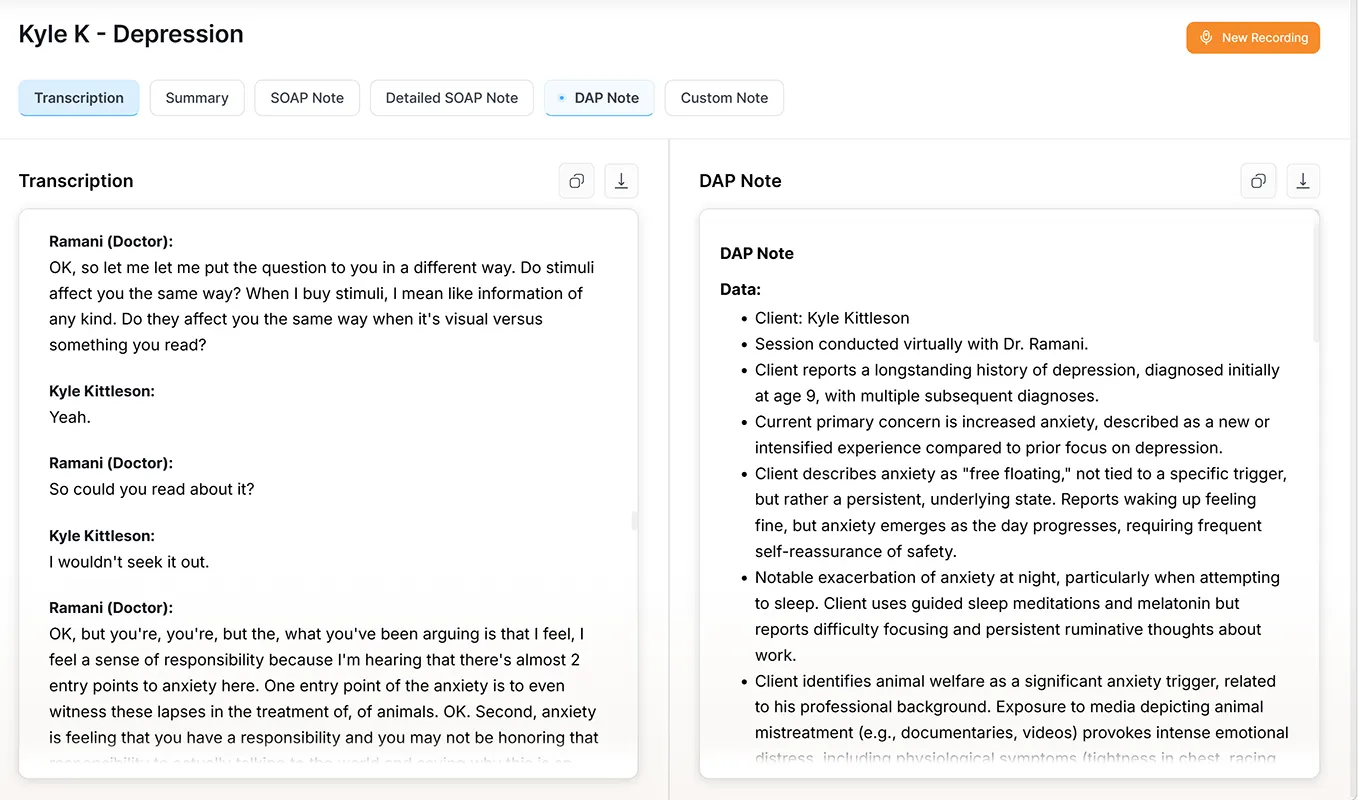 Transcription Interface