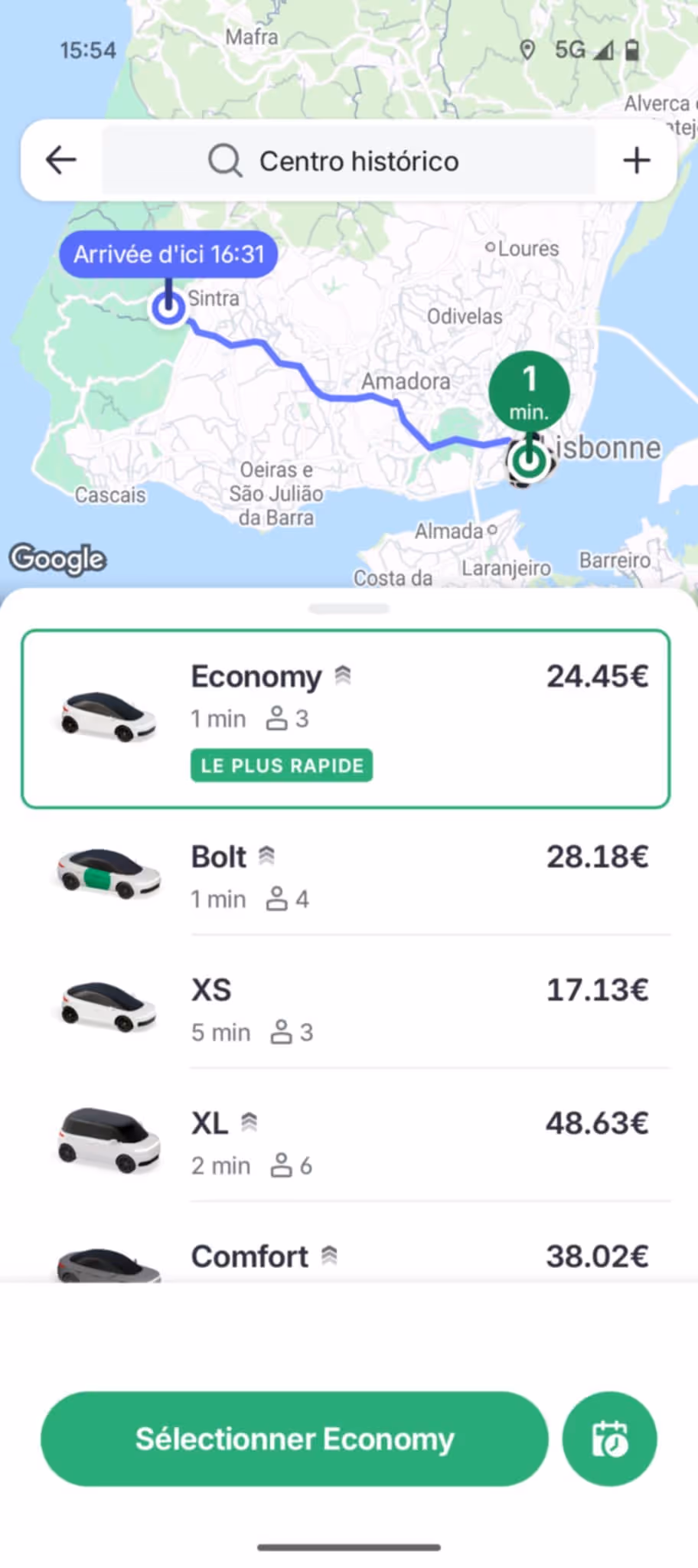 Se déplacer de Lisbonne à Sintra en Taxi