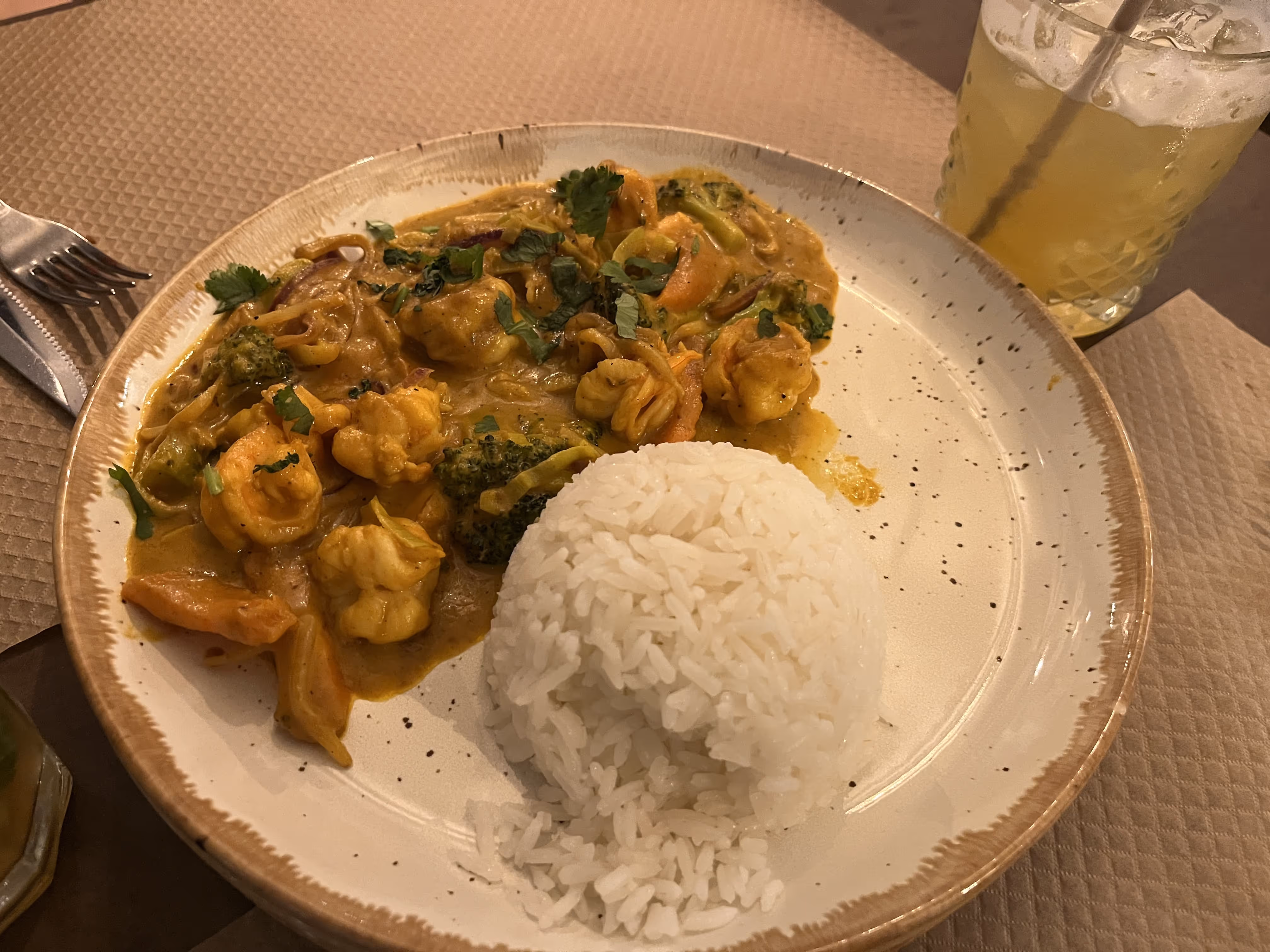 Shrimp curry and rice in Ericeira