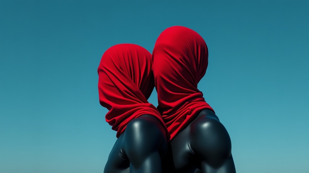 Surreal Figures in Red and Blue