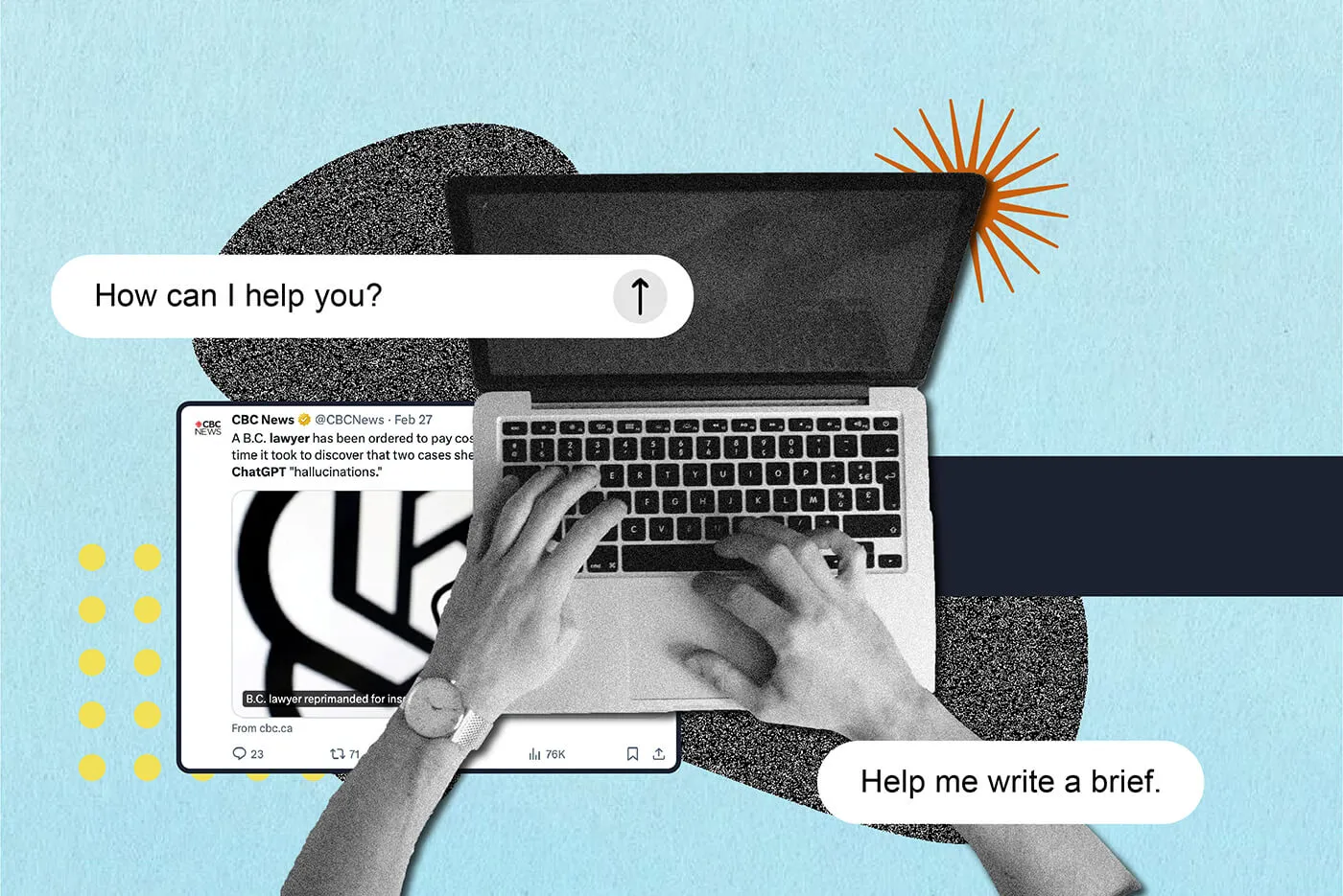 Person types AI prompts on a computer