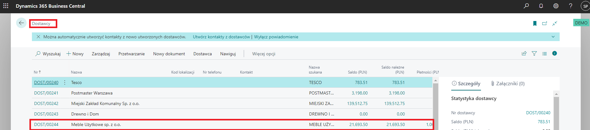 Tworzenie cyklicznych wierszy zakupu i sprzedaży w Microsoft Dynamics 365 Business Central