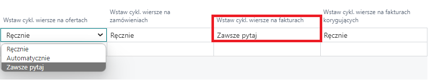 Tworzenie cyklicznych wierszy zakupu i sprzedaży w Microsoft Dynamics 365 Business Central