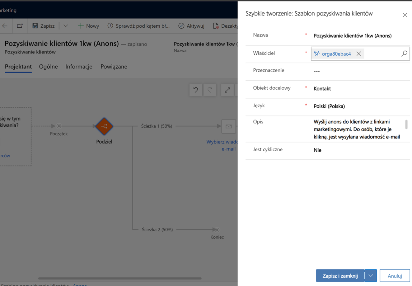 Szablony pozyskiwania klientów w Microsoft Dynamics 365 Marketing