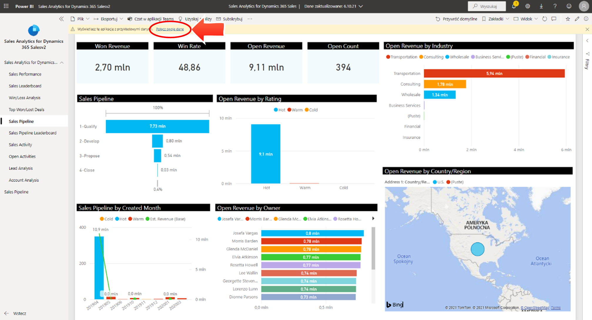 Aplikacje raportowe Power BI – integracja z systemem Dynamics 365 Sales