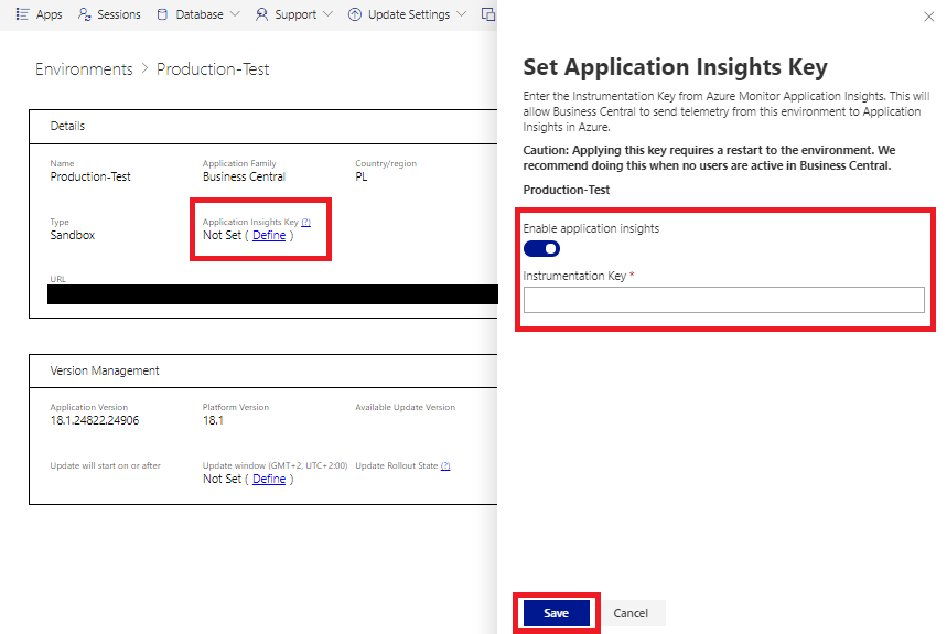 Konfiguracja Application Insights z Business Central Online