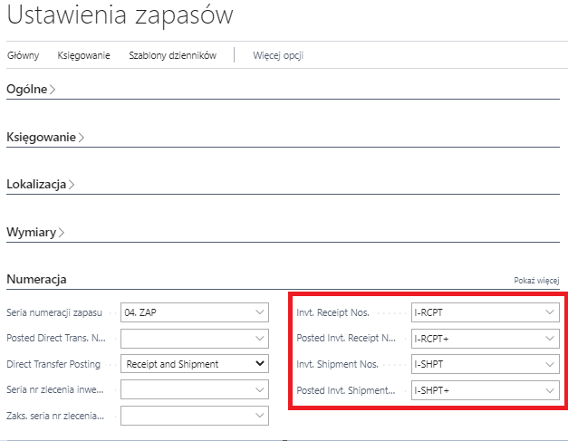 Kartoteki dokumentów rozchodu i przychodu wewnętrznego w Microsoft Dynamics 365 Business Central