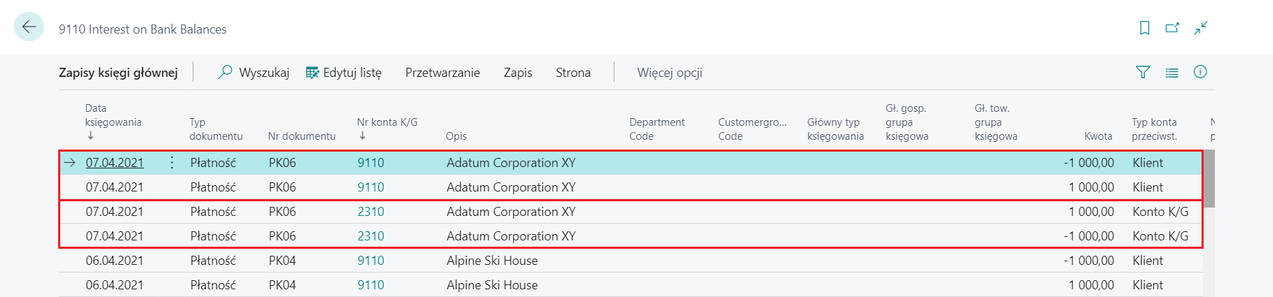 Wycofanie zaksięgowanego PK i transakcji księgowych w Microsoft Dynamics 365 Business Central