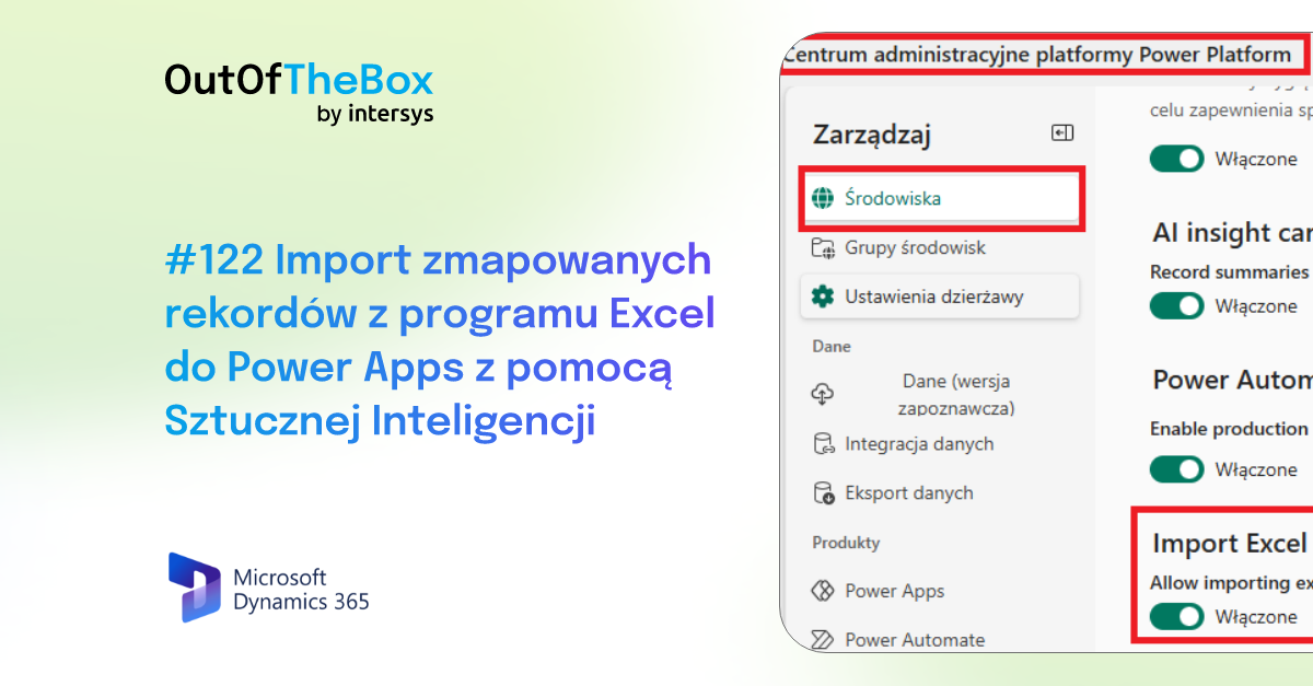 Import zmapowanych rekordów z programu Excel do Power Apps z pomocą Sztucznej Inteligencji