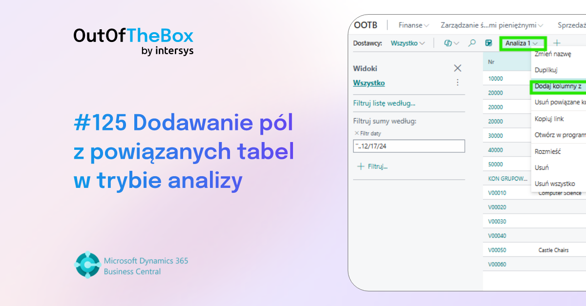 Dodawanie pól z powiązanych tabel w trybie analizy