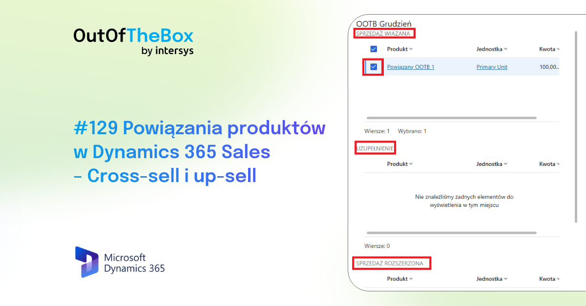 🔗 Powiązania produktów w Dynamics 365 Sales – Cross-sell i up-sell