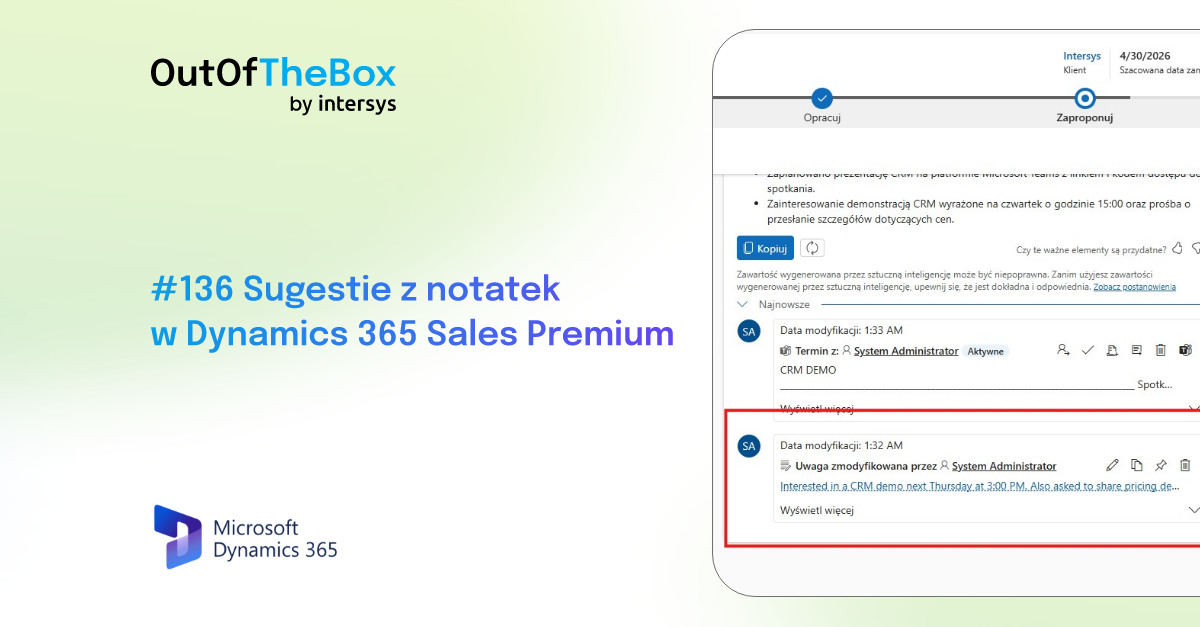 📝 Sugestie z notatek w Dynamics 365 Sales Premium