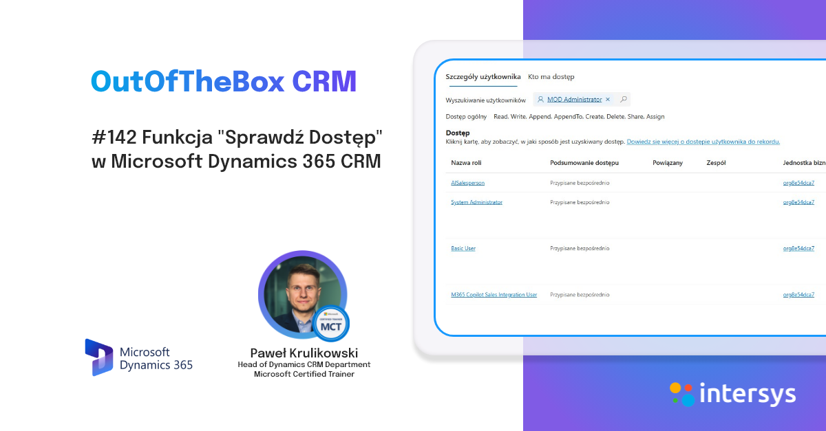 🔐 Funkcja "Sprawdź Dostęp" w Microsoft Dynamics 365 CRM