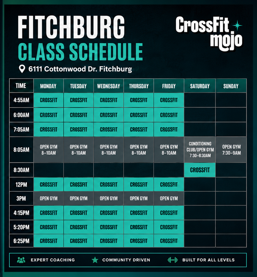 CrossFit Mojo Fitchburg class schedule