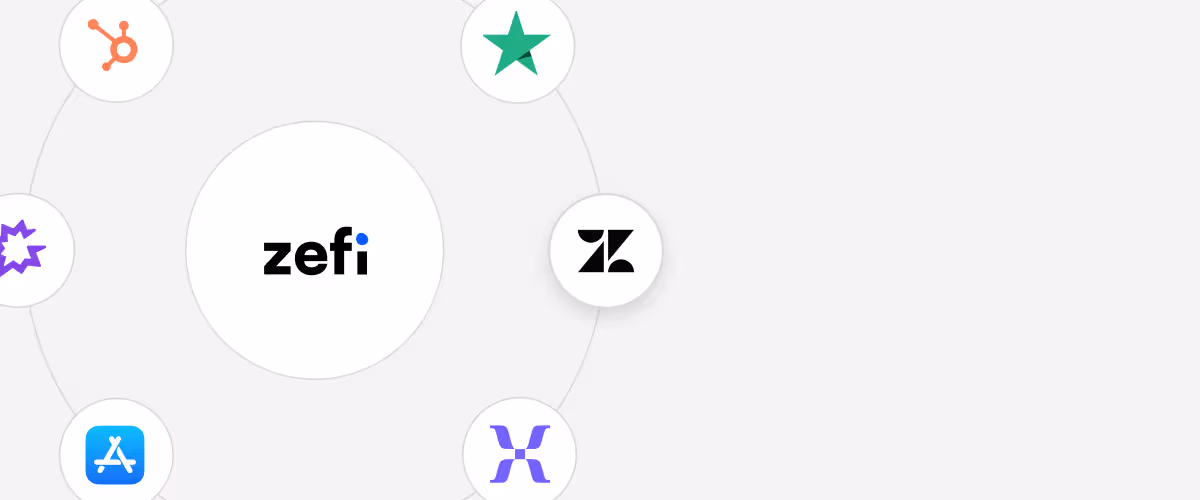 Logo of Zefi surrounded by a set of integrations