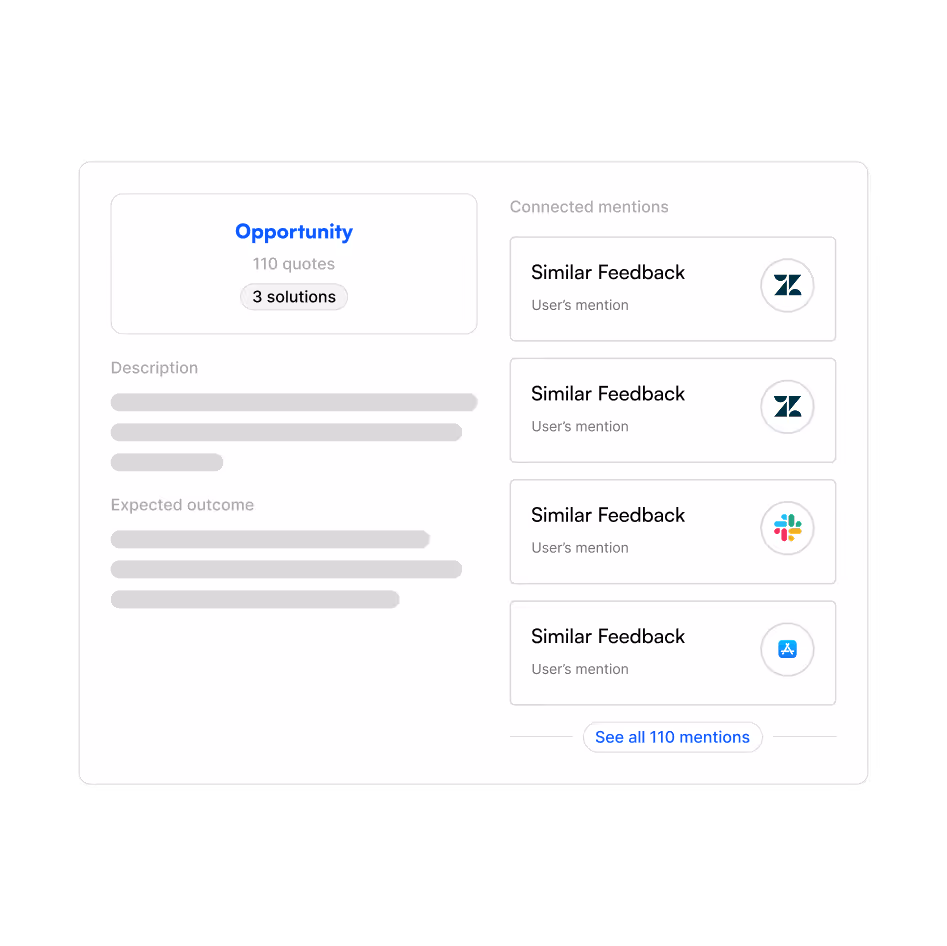 Product opportunity connected to the feedback of the users