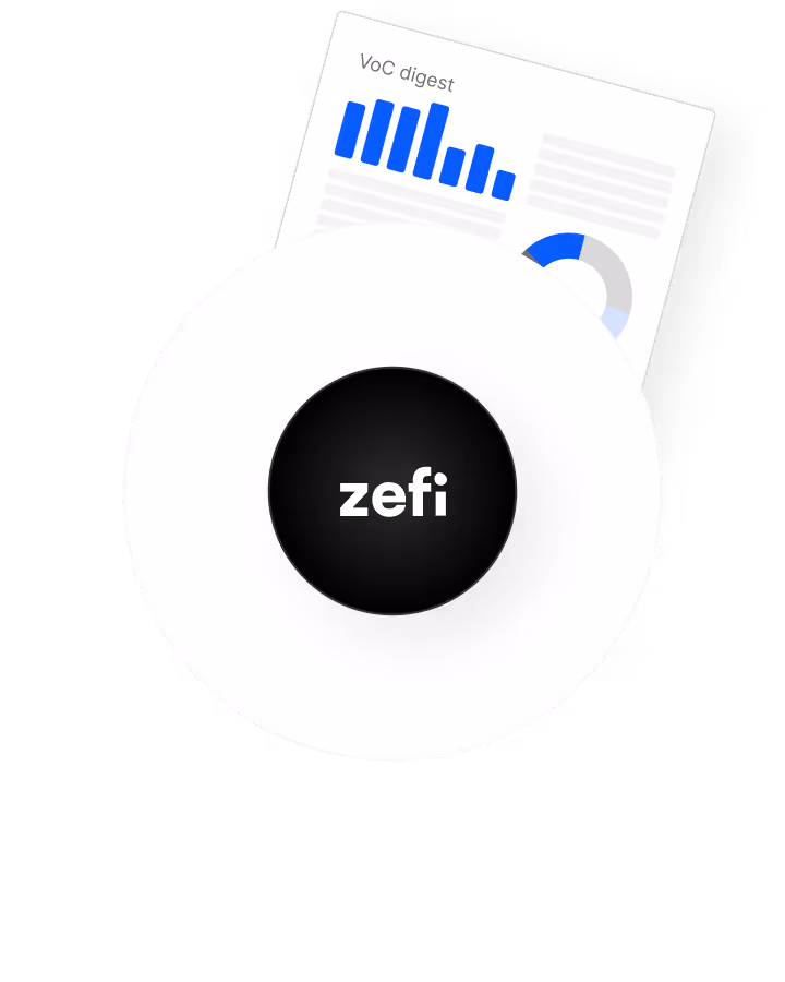 Logo of Zefi with a voice of customer digest
