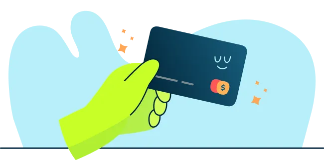 Imagen de mano verde con tarjeta de crédito 