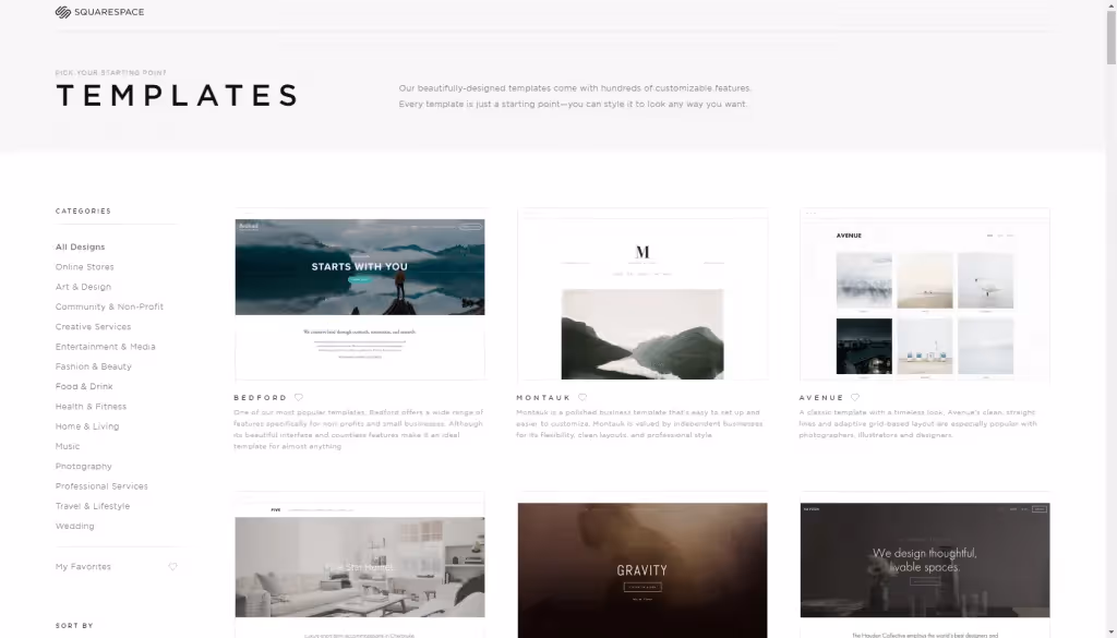 plantillas squarespace para crear sitios web