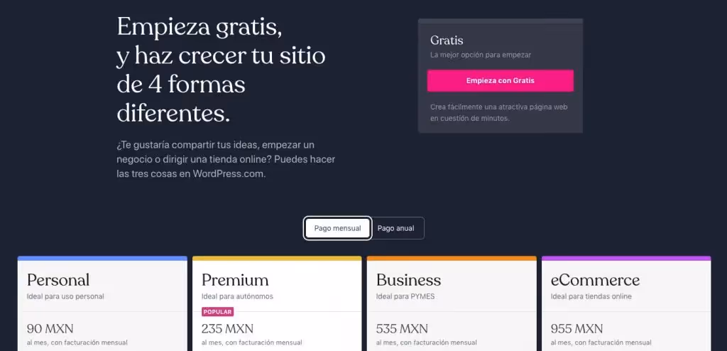 crear sitios web en wordpress