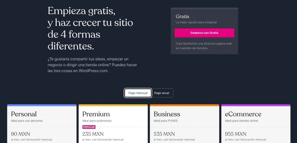 crear sitios web en wordpress