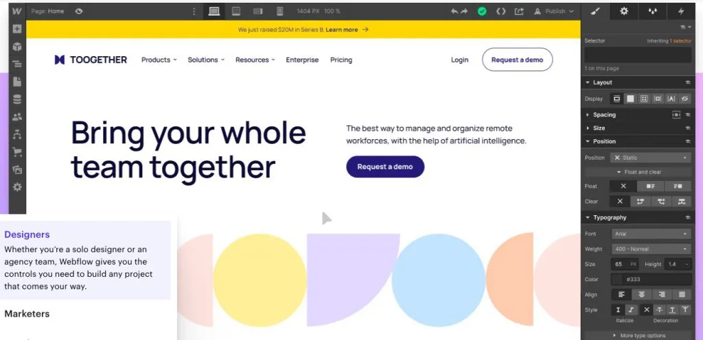 sitio web de webflow crear páginas web