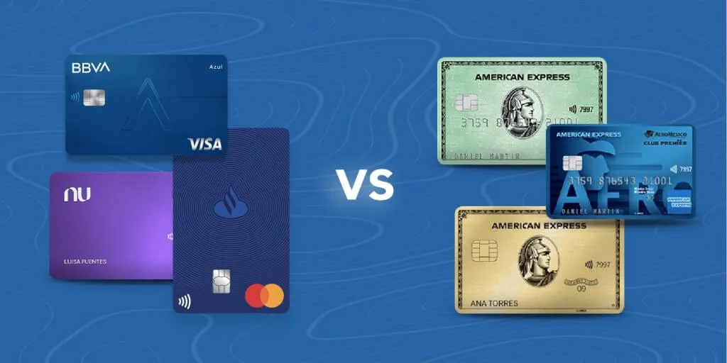 Tarjetas Santander, BBVA y Nu en comparación con tarjetas American Express