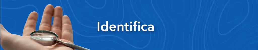 Mano sosteniendo una lupa en un fondo azul