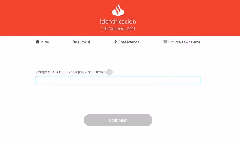 Ingresa tu código de cliente, número de tarjeta o número de tarjeta en el campo