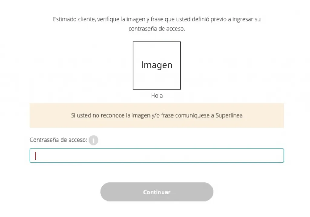 Ingresar contraseña de acceso de banca en línea