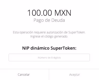 Autorización de transferencia por medio de token dinámico en banca en línea