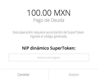 Autorización de transferencia por medio de token dinámico en banca en línea