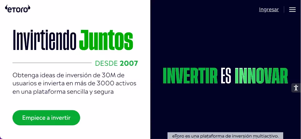 Plataforma de inversión eToro México