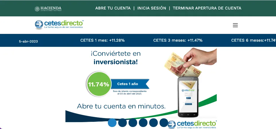 Plataforma de inversión Cetes Directo