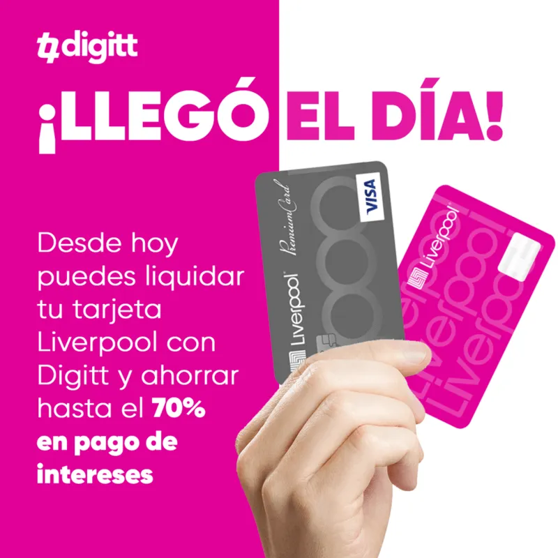 Banner de Digitt invitando al usuario a solicitar un préstamo y ahorrar hasta 70% en pago de intereses.
