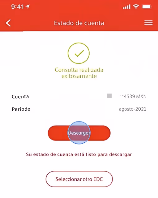 Descargar estado de cuenta en la app de SuperMóvil Santander México.