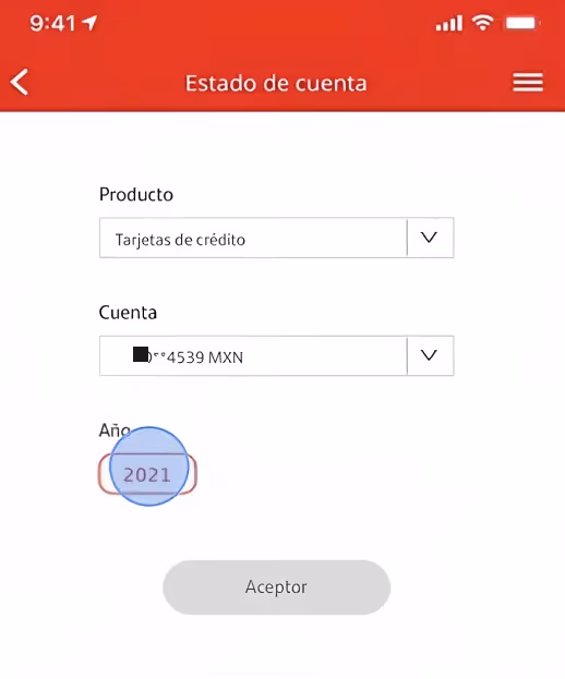 Consultar estado de cuenta en la app de SuperMóvil Santander México.