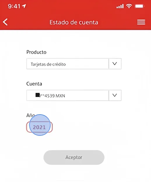 Consultar estado de cuenta en la app de SuperMóvil Santander México.