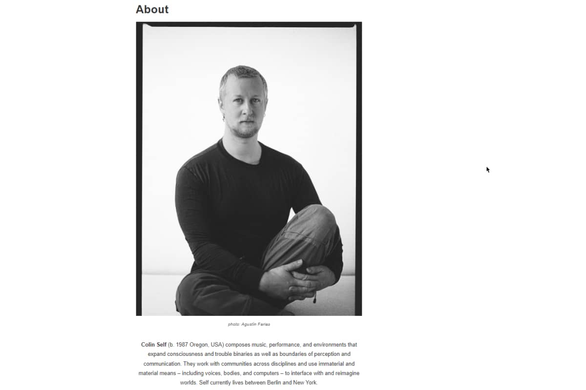 Colin Self, Artist / Übersetzung