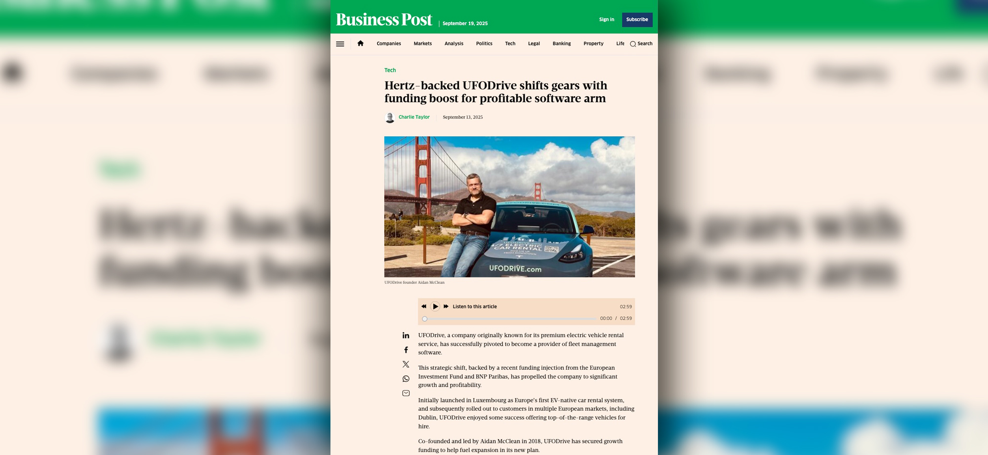Hertz-backed UFODrive shifts gears with funding boost for profitable software arm | UFOFLEET