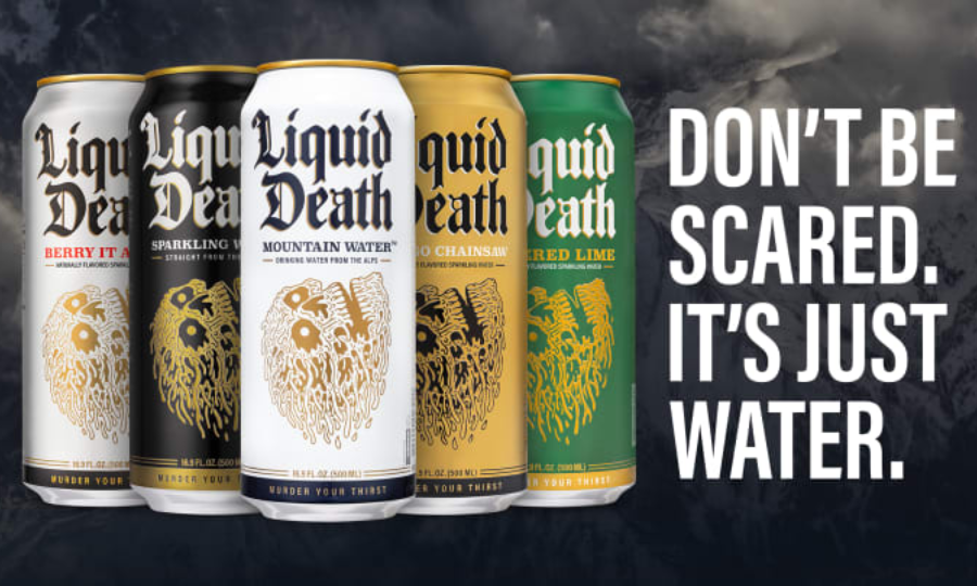 Cans of Liquid Death Mountain Water