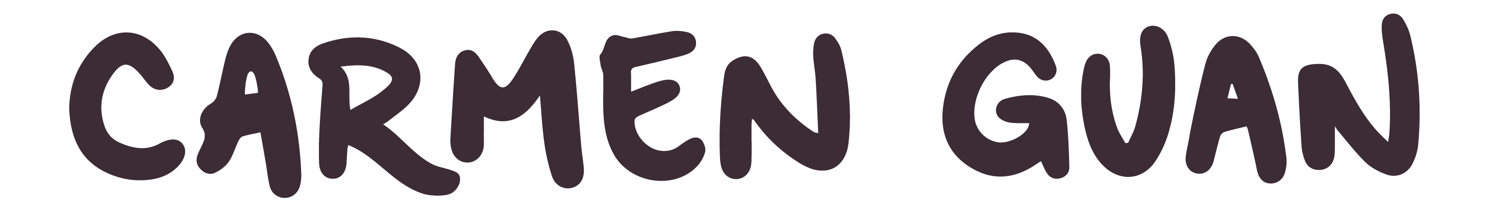 Carmen Guan handwritten in uppercase dark purple