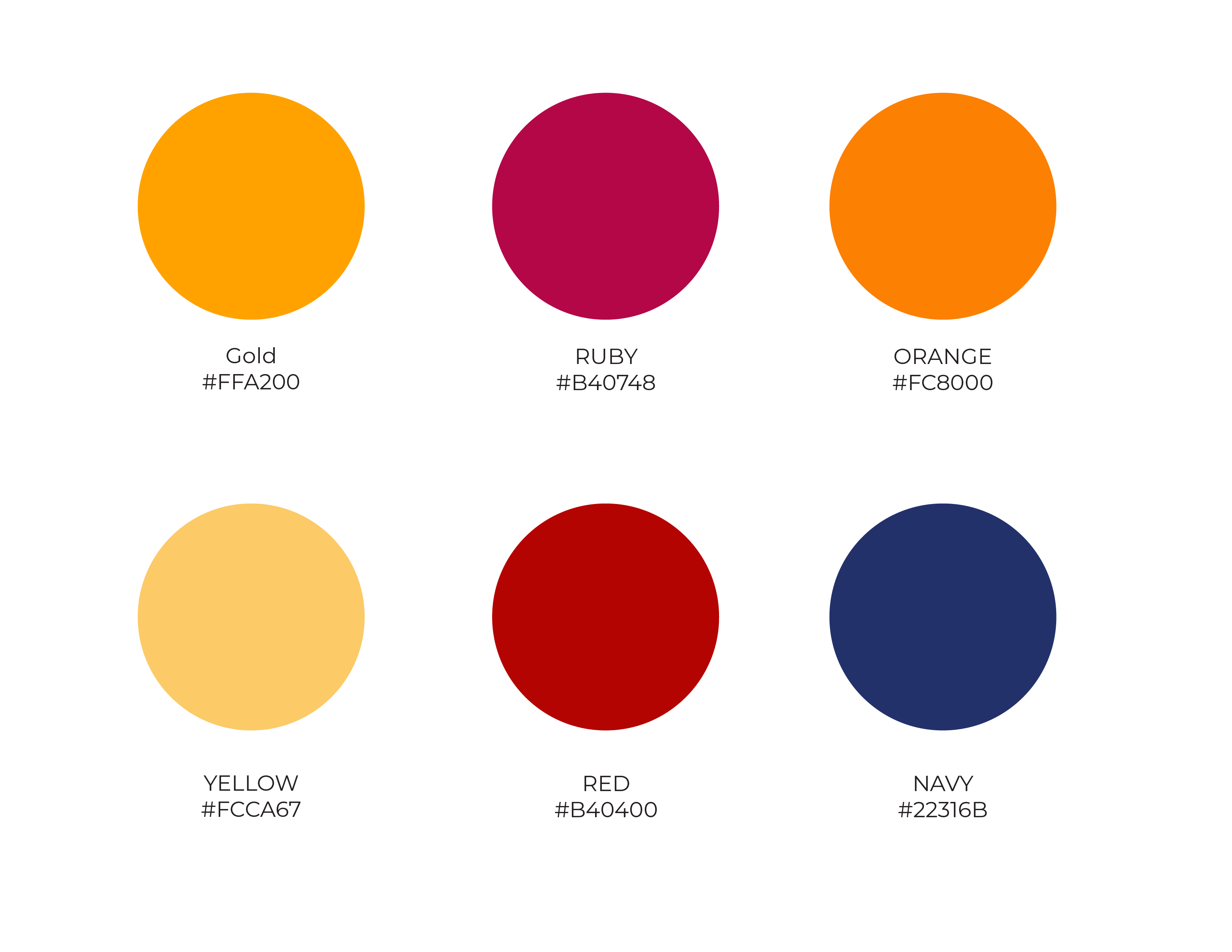 The Shifting Power Project Color Palette: Gold, Ruby, Orange, Yellow, Red, Navy