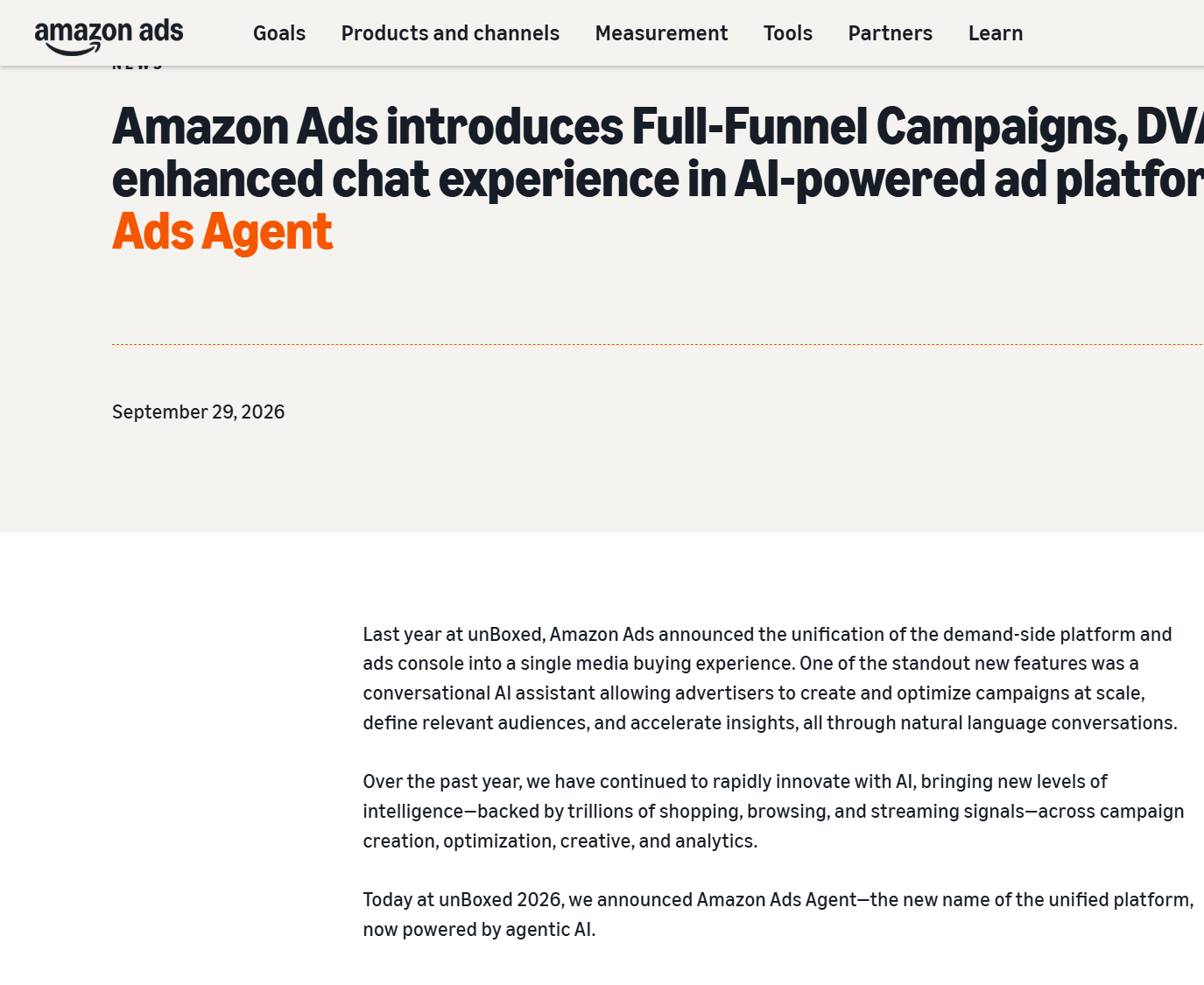 Amazon Ads Agent 발표 - 2026년 9월 29일 unBoxed 2026
