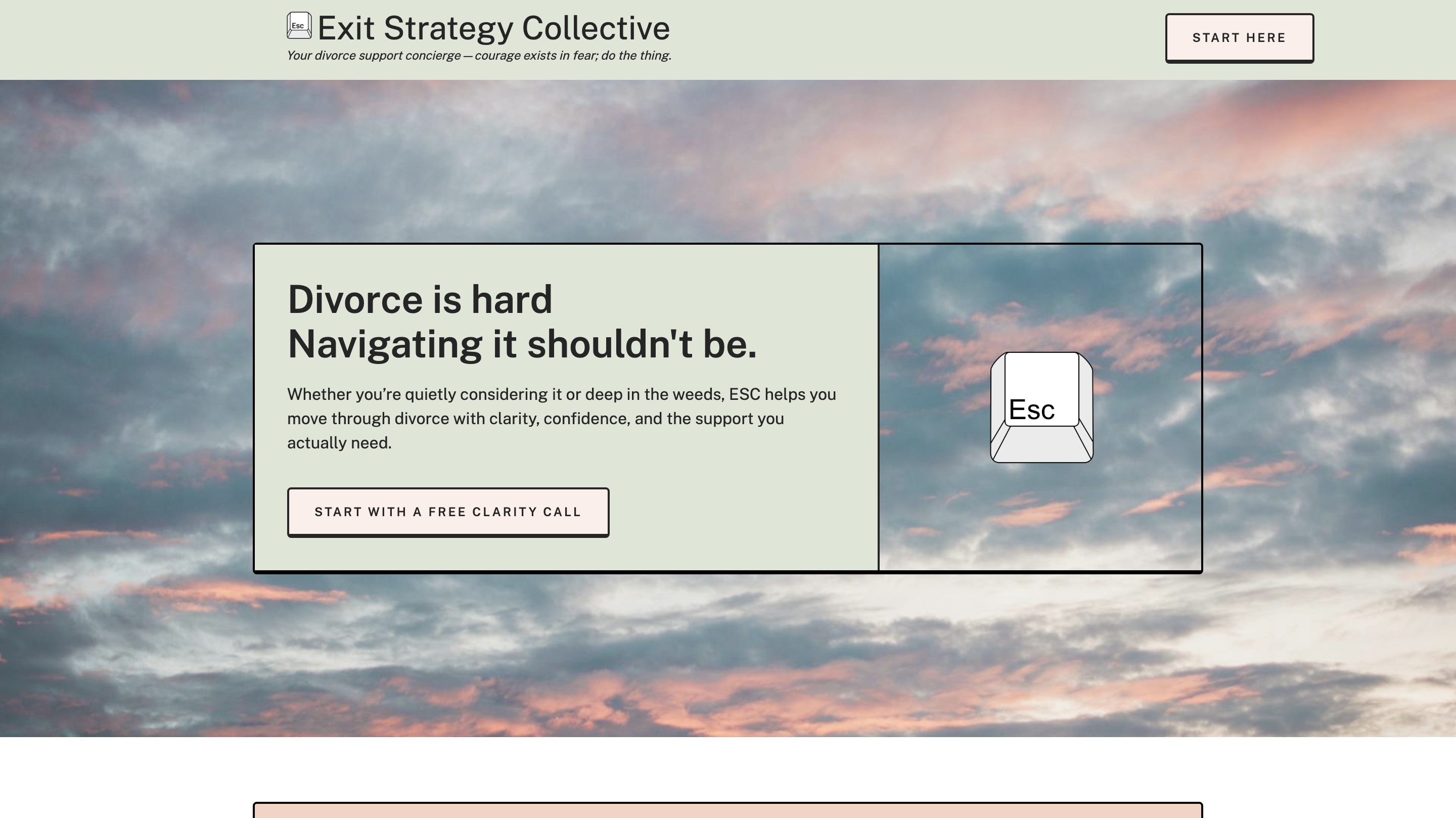 Screenshot of the Exit Strategy Collective Homepage Hero section